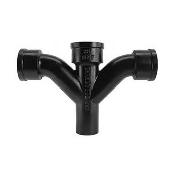 Charlotte Pipe 01034 4" Cast Iron Service Weight Double Combination Wye & 45° Elbow (Long Turn Pattern)