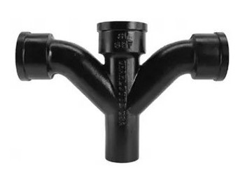 Charlotte Pipe 01034 4" Cast Iron Service Weight Double Combination Wye & 45° Elbow (Long Turn Pattern)