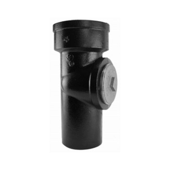 Charlotte Pipe 01289 4" Cast Iron Service Weight Miami Test Tee With Southern Raised-Head Brass Plug Installed