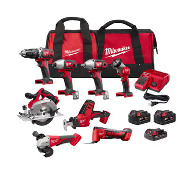 MAコンプリートセット Milwaukee 2696‑28 M18 8‑Tool Combo Kit – Drill, Impact, Wrench