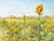 Original watercolor painting of a field of sunflowers.