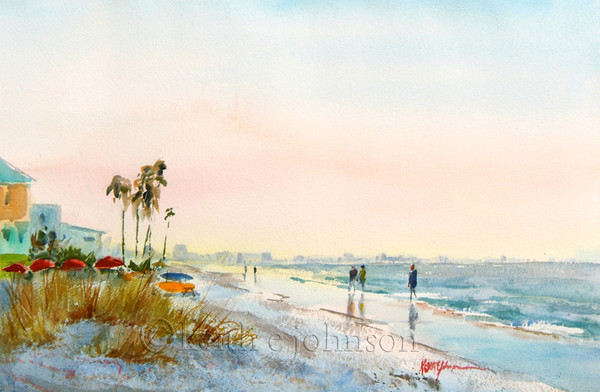 Sunrise stroll along the beach