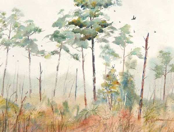 Foggy Woods (wood panel)