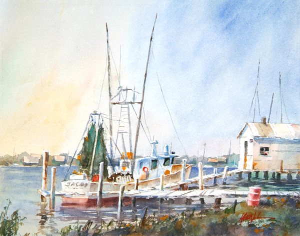 Shrimp Boat Ft Myers Beach watercolor painting