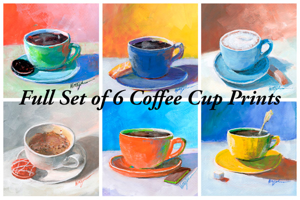 Full Set of 6 Coffee Cup Prints