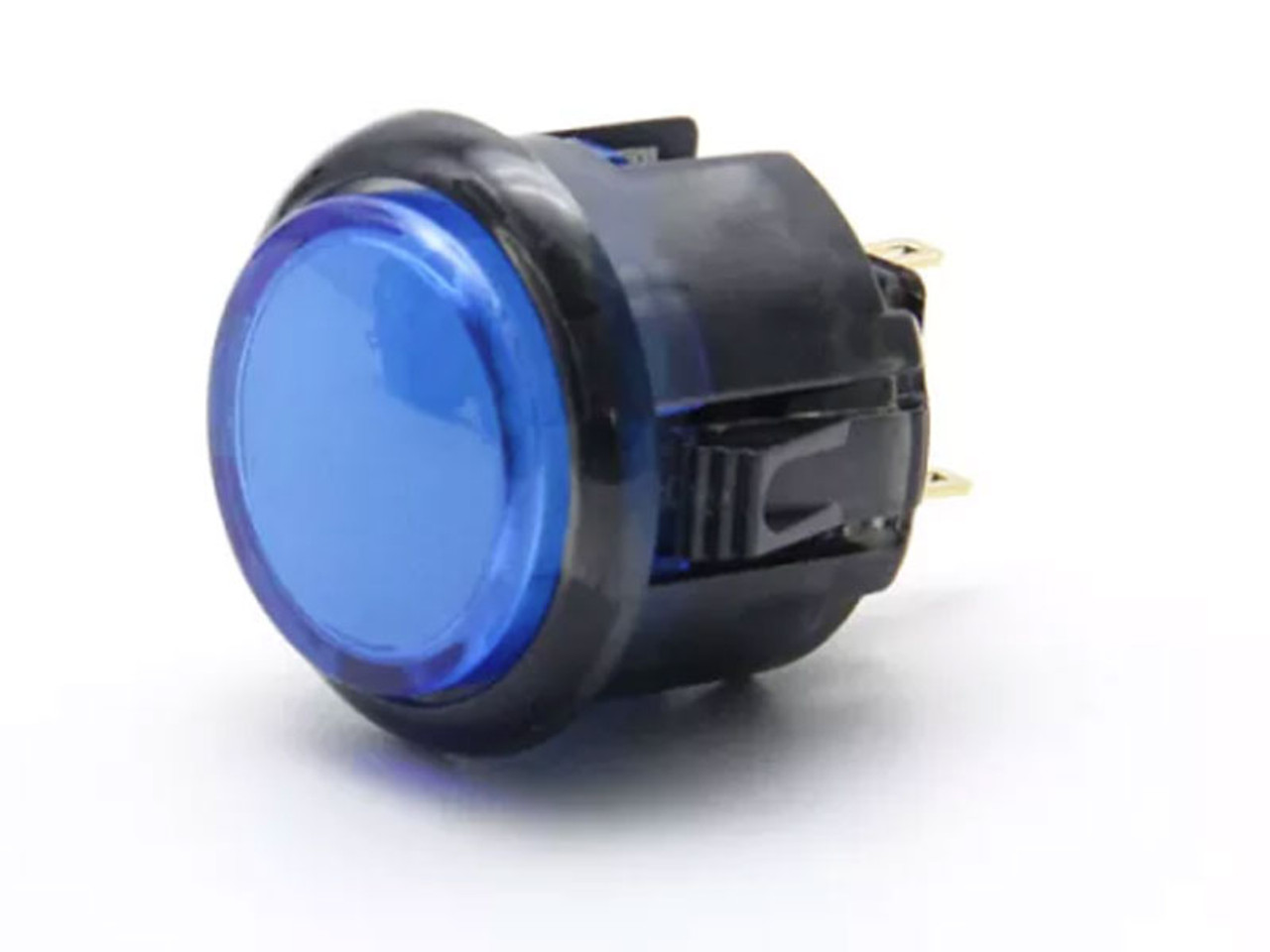 Qanba Gravity 24-KS 24mm Snap-in Clear Mechanical Pushbutton - Clear Blue  Black