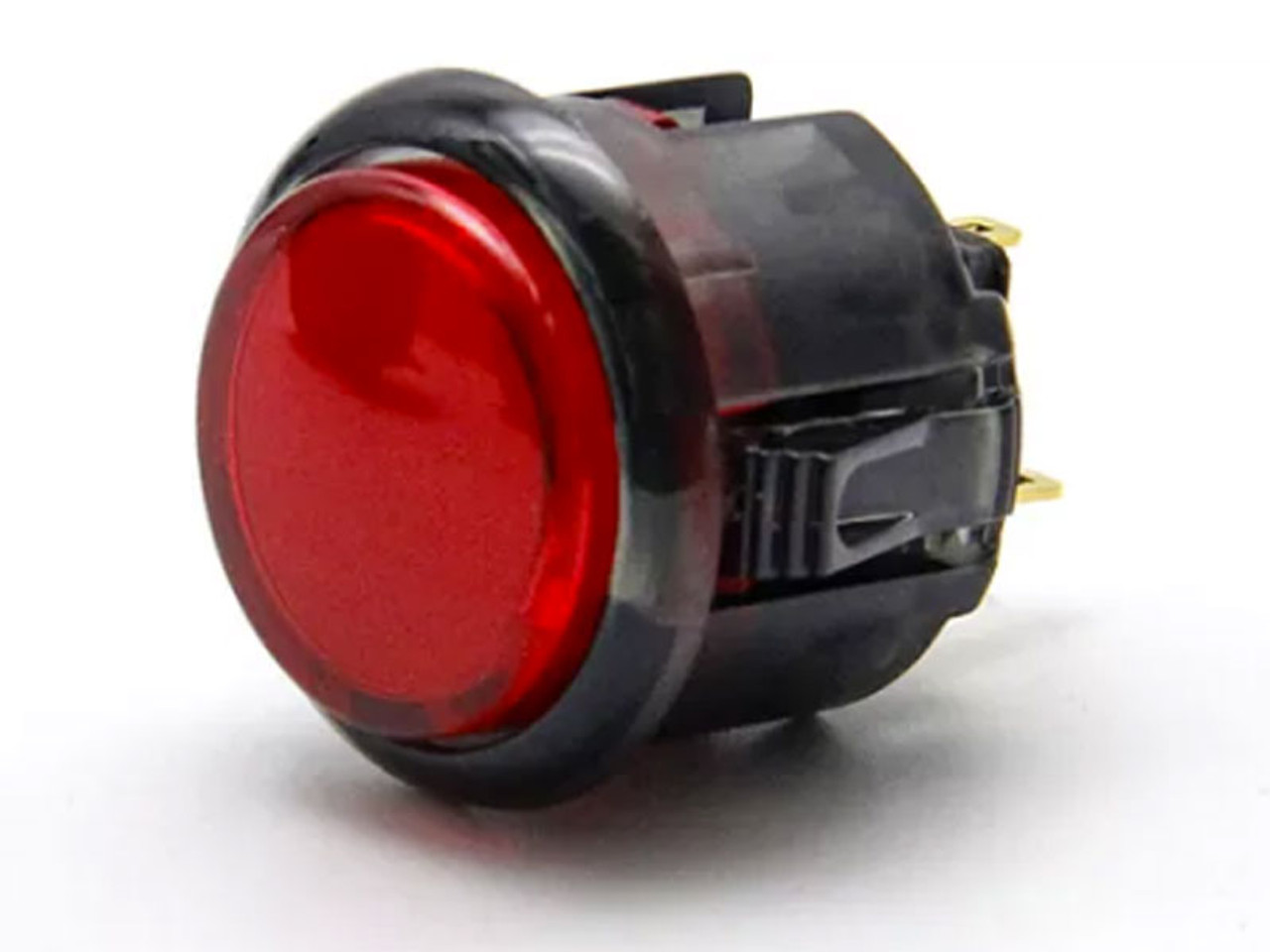 Qanba Gravity 24-KS 24mm Snap-in Clear Mechanical Pushbutton - Clear Red  Black