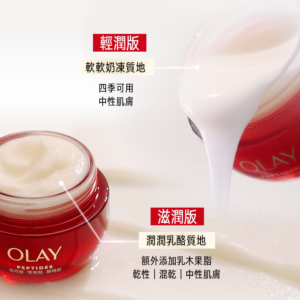 OLAY胜肽專研緊緻輕潤乳霜（紅金面霜）| 抗皺淡紋、保濕、緊緻