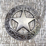 Texas Ranger Star Concho - 1-1/2 Inch - front view.