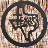 Metal Art Cut Out Of State Of Texas - front view.