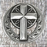 Western Engraved Concho Christian Cross - front view.