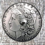 Morgan Coin Conchos - rear view with Concho screw inserted.