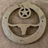 Metal Cut Out Of Longhorn & Star Metal Art