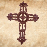 Rustic finish cast iron wall cross measuring 11-1/2" X 8-3/4" - rear view