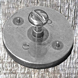 Lady of Guadalupe 1-1/4 inch Concho - Rear view with Concho screw inserted.