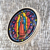 Lady of Guadalupe 1-1/4 inch Concho - side view.