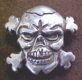 Biker Skull Cross Bones Concho