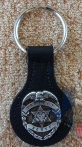 Military Key Fob Protect and Serve Black Leather