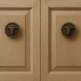 Mushroom/Warm- Beige-Greige cabinet with ORB knob.  (Example)