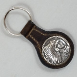 Motorcycle Key Fob Indian Chief Profile Right Brown Leather