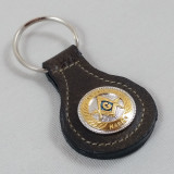 Texas Mason Shield Key Fob Brown Leather