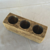 THREE (3) HOLE WOODEN MEXICAN SUGAR MOLD CANDLE HOLDER 