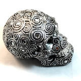 Tribal Silver Skull Figurine Statue Sculpture