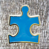 Autism Awareness Concho Puzzle Piece Blue With Silver 