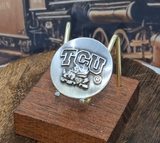TCU Antiques Silver Concho - front view. TCU Antiques Silver Concho - front view.
