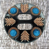 Turquoise Feather Slotted Concho - front view.