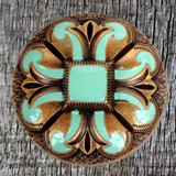 Turquoise San Marcos Saddle Set-2 - 1-1/2 inch Concho - Front View  (4) each