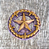 Antiqued Gold Star With Barbwire Concho - front view.