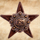 Cowboy Church on rustic finish star measures 3" point-to-point - front view.