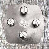 Southwest Thunderbird Concho with Aqua Turquoise 2 Inch - rear view with (4) concho screws inserted.