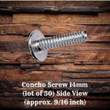 Concho Screw 14mm (Lot of 50 screws) approx. 9/16" - Side Views