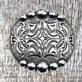 Five Berry Nickel Finish 1-1/4 Inch Concho - front view.