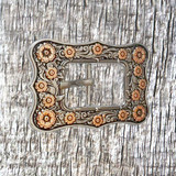 Blooming Floral 3/4" 2-Tone Buckle - front view.