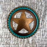 Turquoise And Rope  Trim Star Concho Antique Copper Finish 