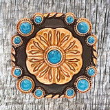 Las Cruces Flower 1-1/4 Inch Copper Finish With Turquoise Concho