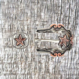 Star Buckle & Keeper 3/4 Inch Antique Engraved Copper & Nickel Finish