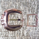 Five Berry Nickel Copped Finish 3/4 Inch Headstall Buckle and Keeper - Rear and Side View