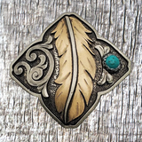 Feather Turquoise Conchos - Front View