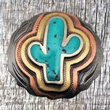 Turquoise Cactus 1-1/4 Inch Concho - Front view