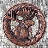Moose 1-3/8 Inch Antique Copper Finish Concho Moose 1-3/8 Inch Antique Copper Finish Concho