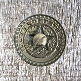 Texas State Seal with rope trim 1-1/2" Antique Copper plated concho with Chicago style screw back - Rear View with screw inserted.