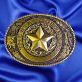 The State of Texas Brass Belt Buckle - front view.
