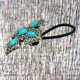 Turquoise Cross 1-1/4 inch Concho Barette - side view