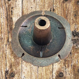 Sand Dollar Patina Copper Cabinet Knob - rear view shown without the cabinet screw inserted.