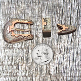 Buckle Set 2/TONE Capitan 1/2 Inch, nickel and copper-plated with a black enamel wash - front view with US Quarter shown for relative comparison.