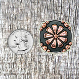 Oaxaca 1-1/2 Inch Concho - front view with US Quarter for size comparison.